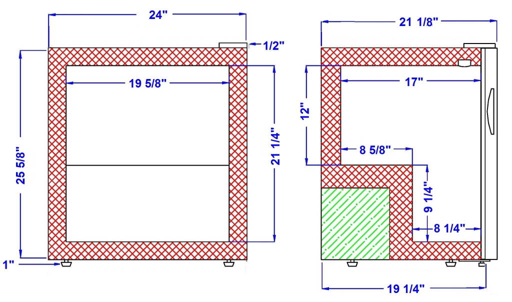 CTF Countertop Freezer & Ice Cream Freezer dimension drawing, CTF-3HC