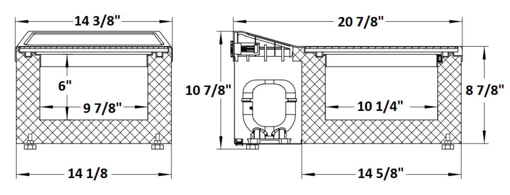 CVL Countertop Lift & Ice Cream Freezer dimension drawing