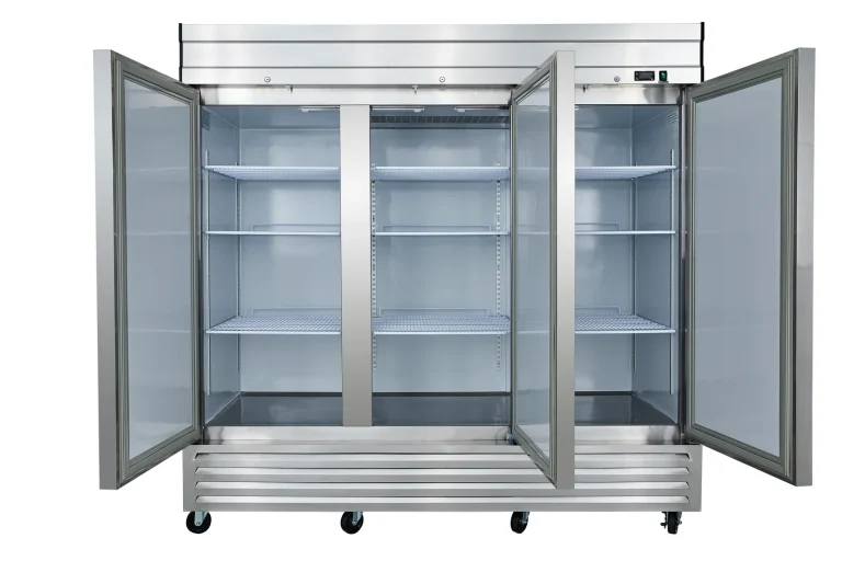 DSS-F Stainless Steel Freezer, three doors, open