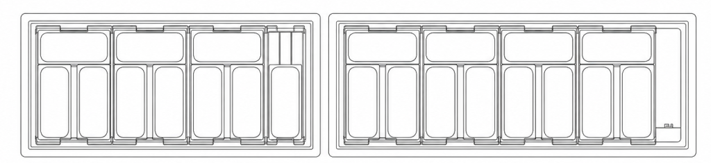 HBG Gelato Scooping Cabinet dimension drawing, HBG-10HC · HBG-12HC PAN LAYOUT