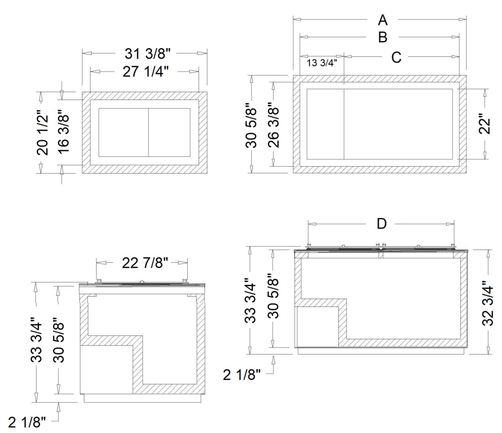 HFF Heavy Duty Storage Ice Cream Freezer dimension drawing