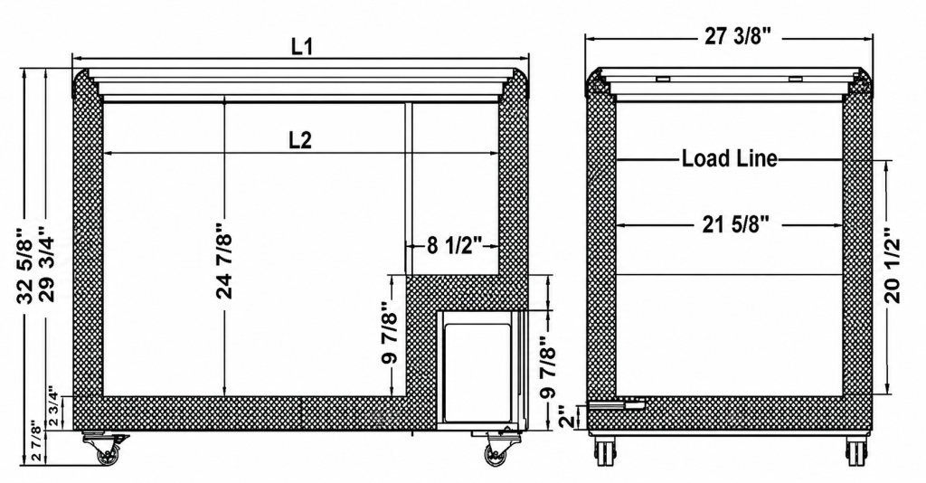 HL Low Temp Display Freezer And Ice Cream Freezer dimension drawing