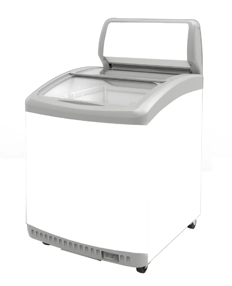 MC Curved Mini Bunker Freezer and Ice Cream Freezer, with lighted header