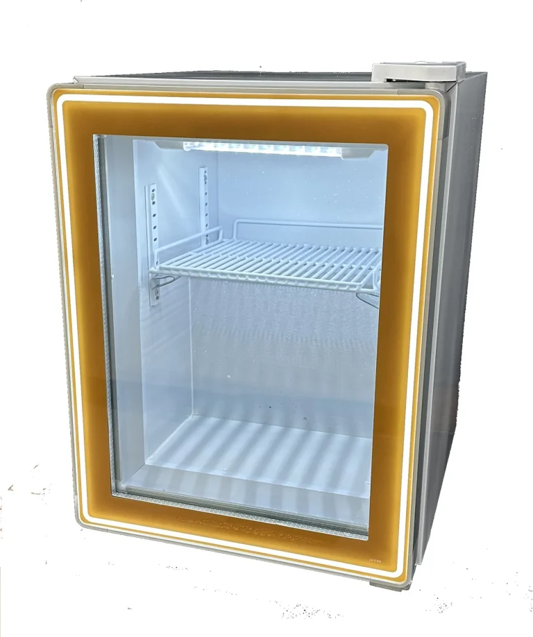 MINI Countertop Glass Door Ice Cream Freezer, lit door frame